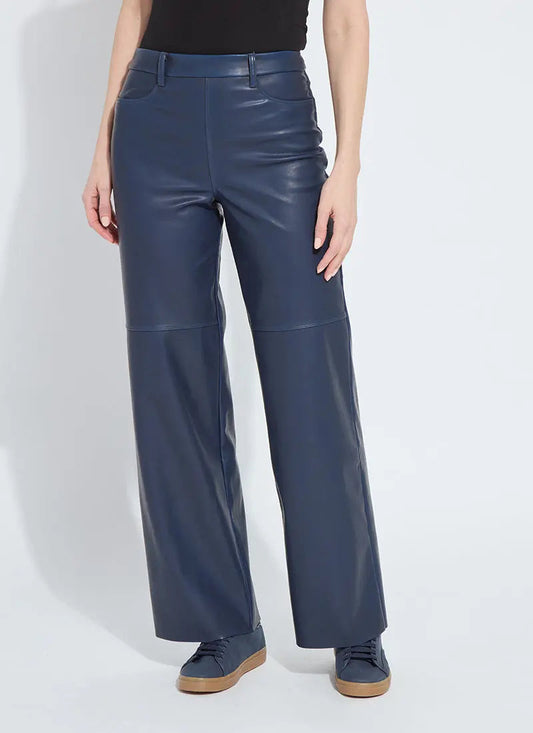 Cortina Hi Waist Wide leg vegan leather / deep blue