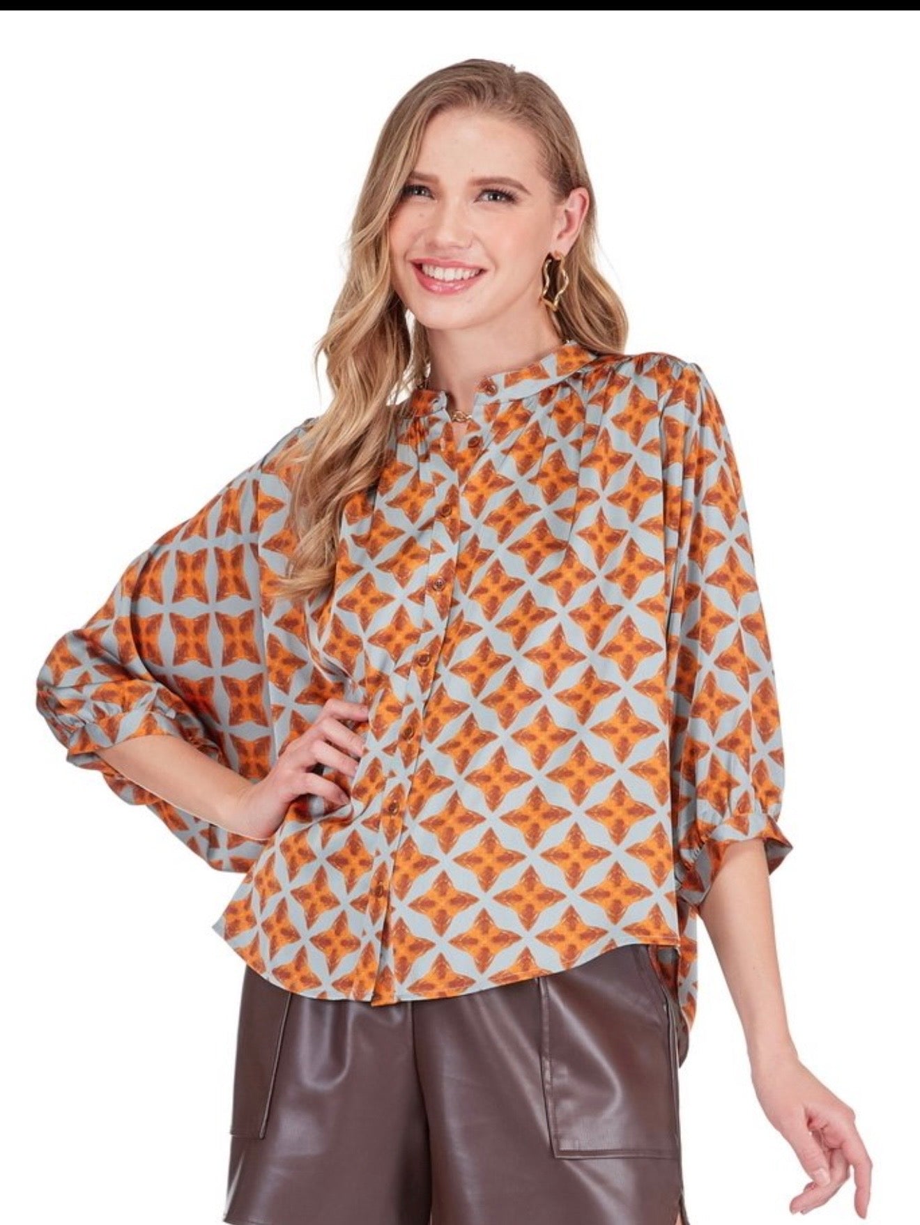 Batwing Blouse/ Copper Tile