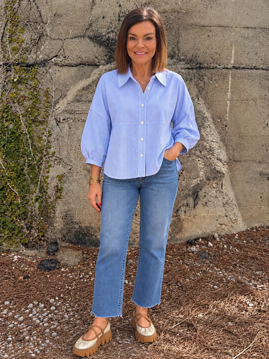 Blue and White Stripe Blouse