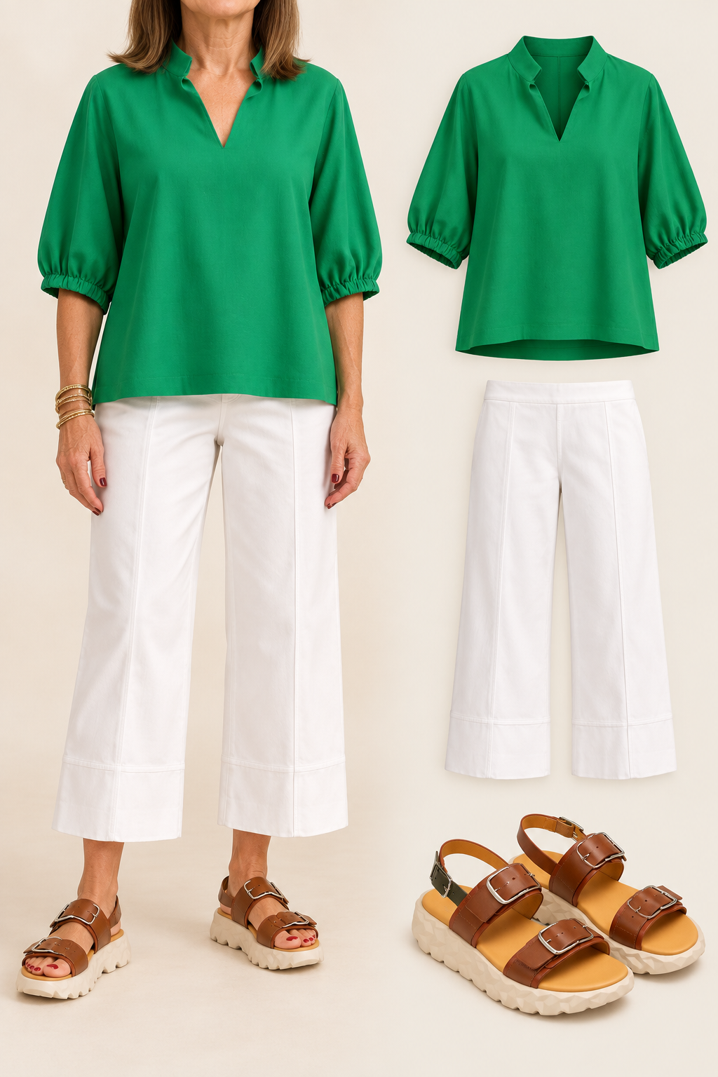 Collar Top/ Green
