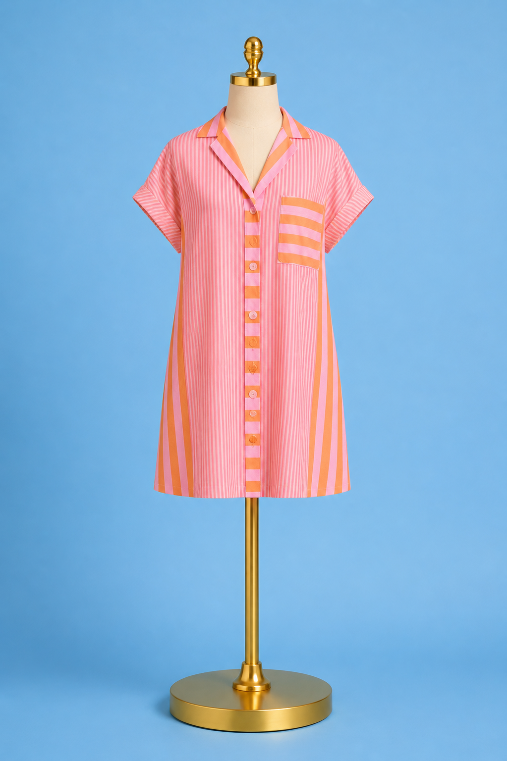 Luna Dress/ Coral Pink Stripe