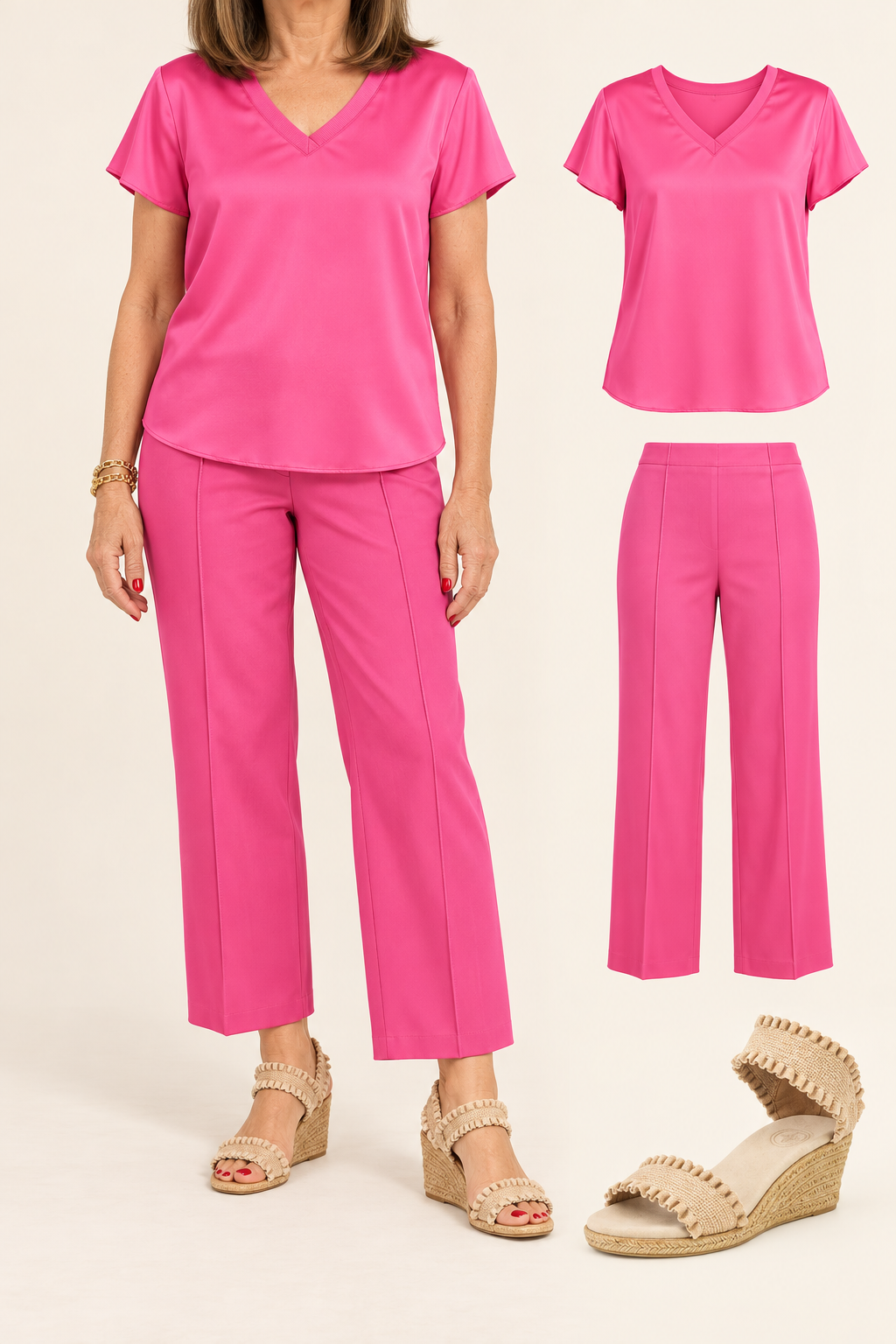 Saori Mix Media Top/ Hot Pink