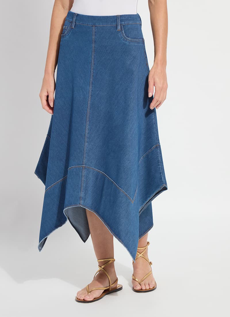 Lucille Handkerchief Denim Skirt/ Mid Wash