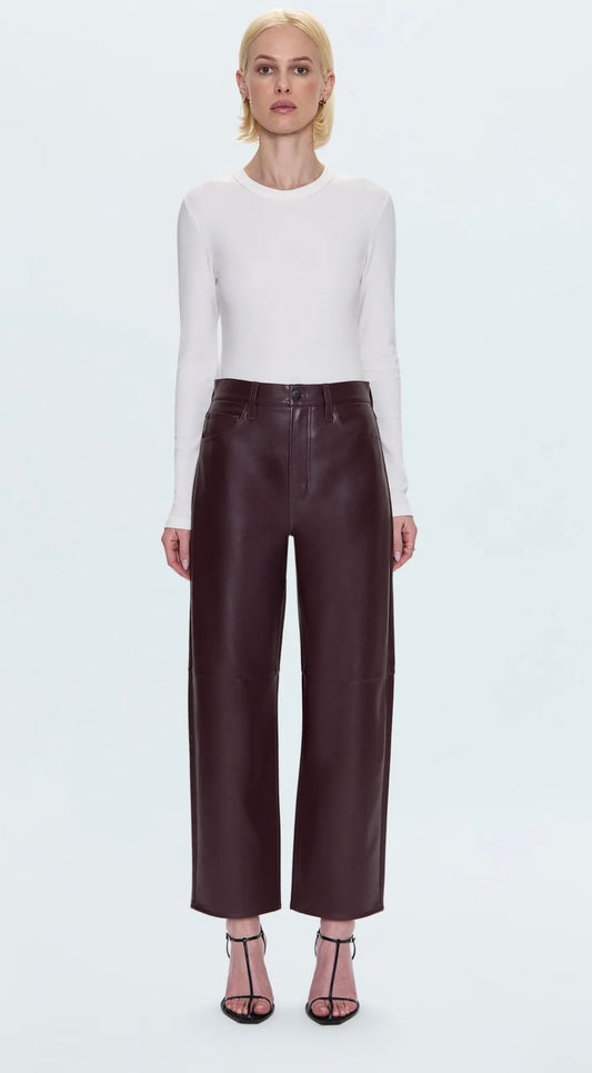 Jett High Rise Bowed Straight pant / cabernet