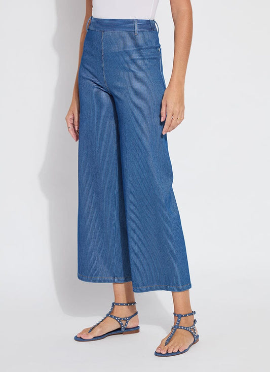 Erin Hi Waist wide leg denim/ mid wash sheen