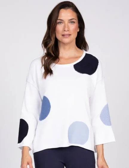 Circle Dot Pullover Sweater/ white