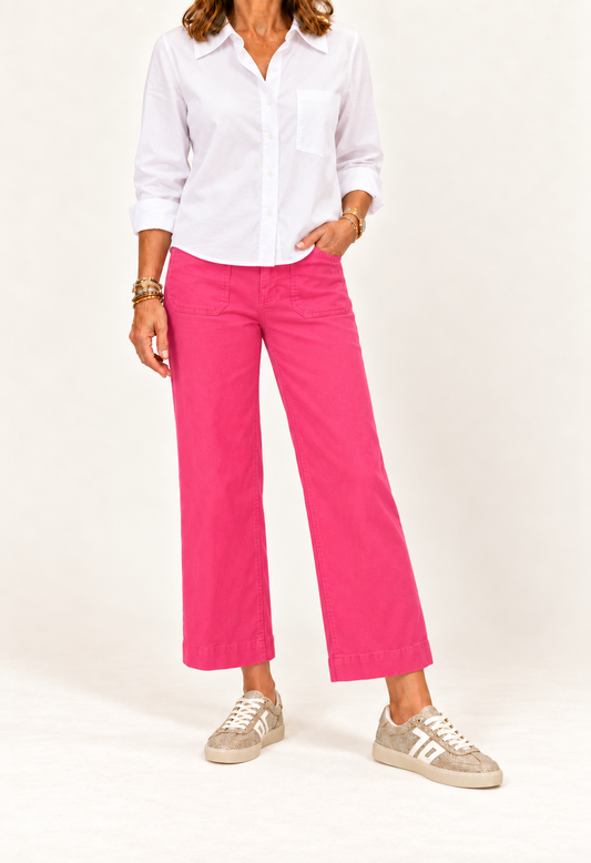 Crop wide leg with patch pockets/ Diva Pink