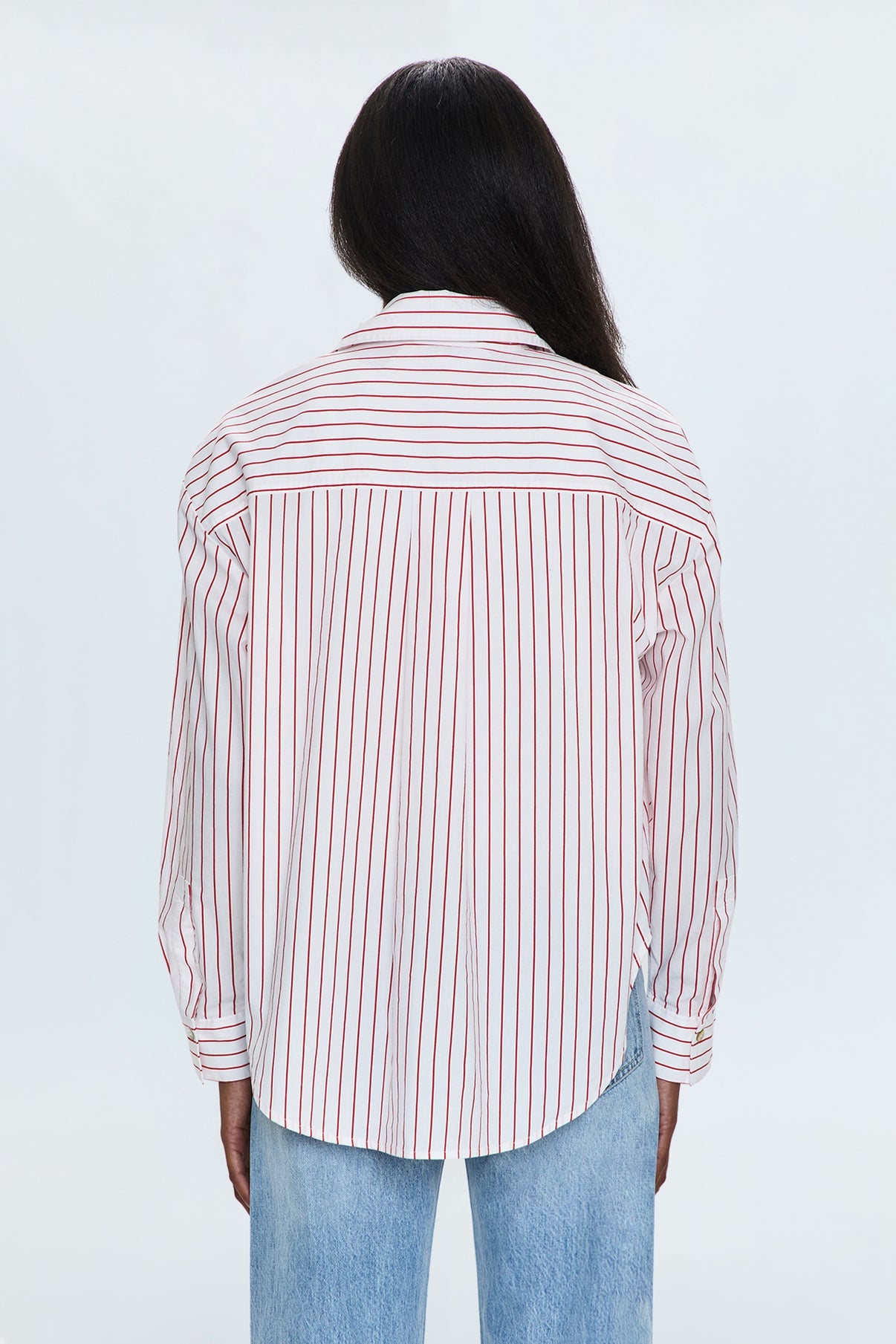 Samantha Oversized Button Up/ Ruby stripe