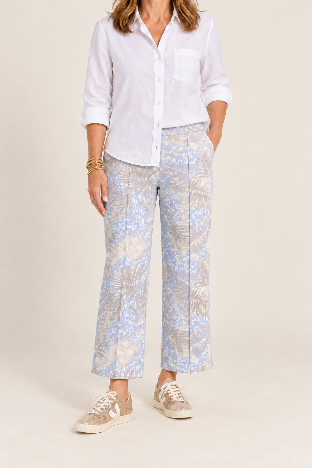 Front stitch ankle pant / desert palm