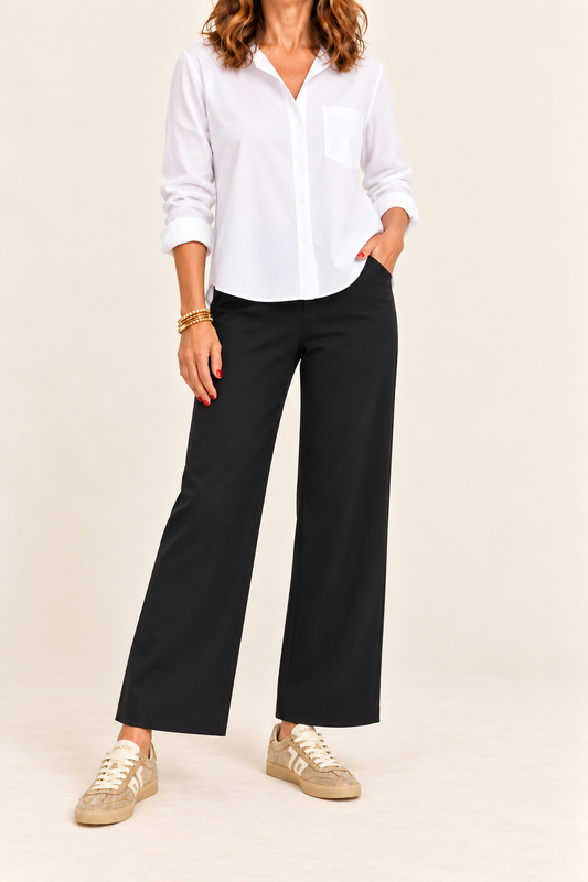 Nadia Zip Front Ponte Trouser / Black