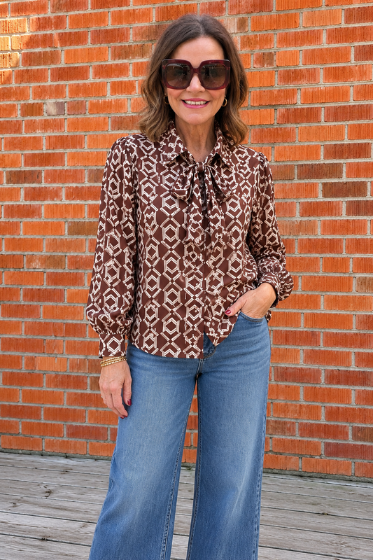 Brown & Cream Blouse