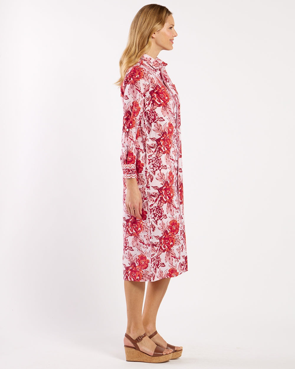 Martha Cotton Voile Dress \ Painted Blooms Red