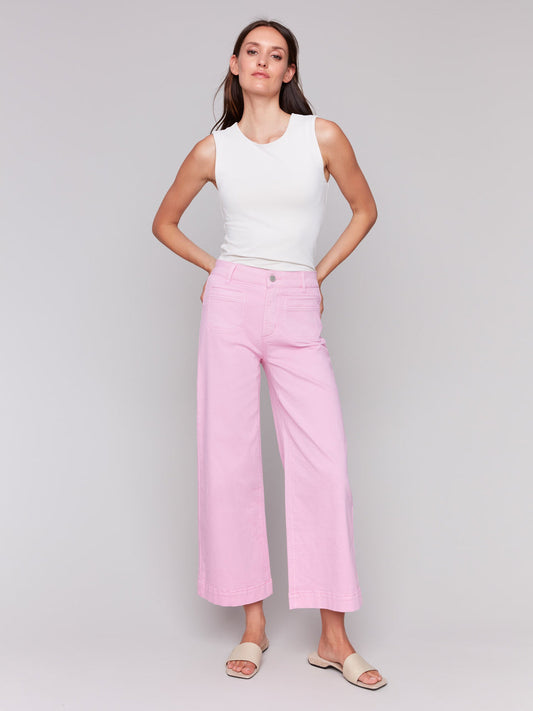 Cropped Flare Leg pant/ Begonia