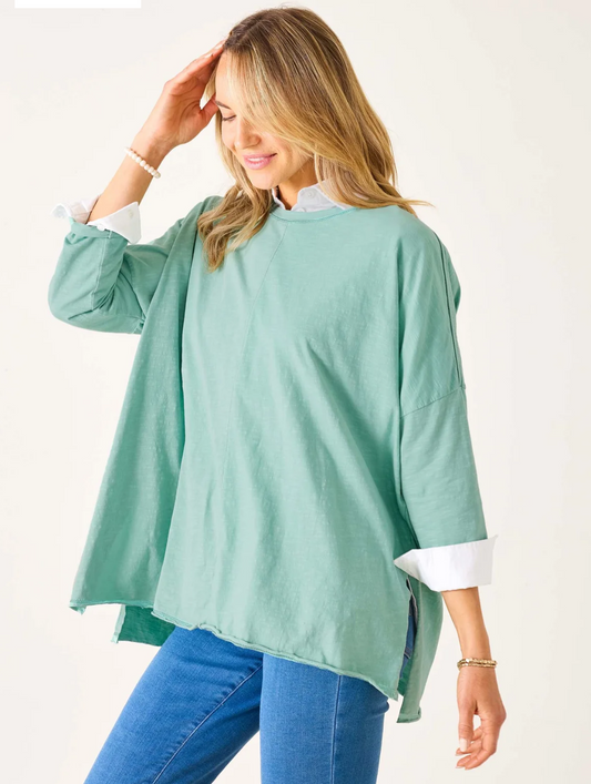 Catalina Slub Tee/ sea foam green stitches