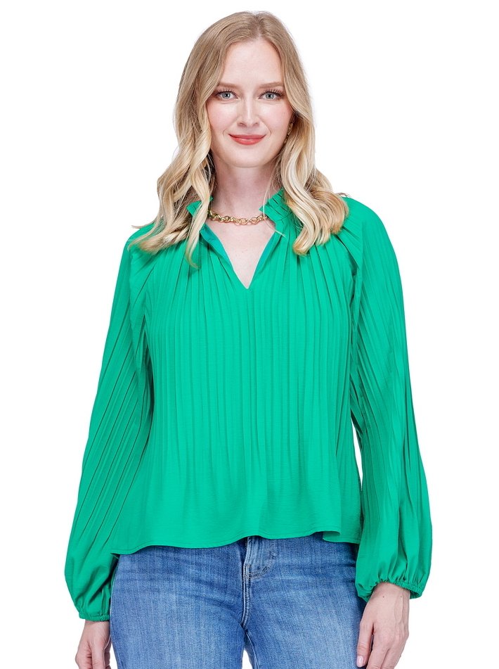 Pleaty Peasant Top/ Caribbean green