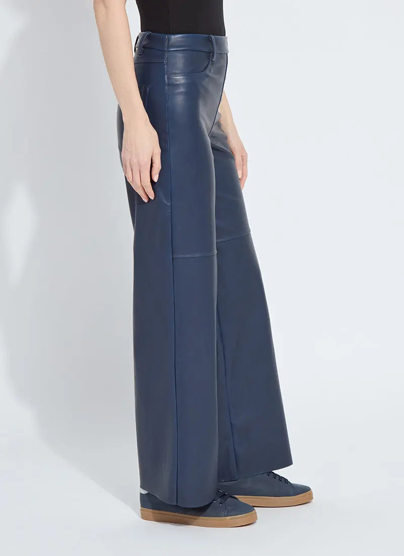 Cortina Hi Waist Wide leg vegan leather / deep blue