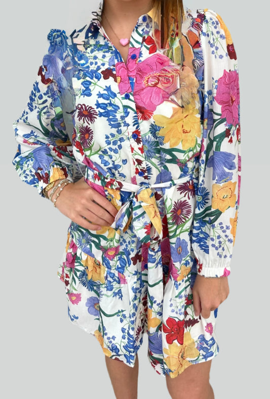 Ruffles Hem Shirt Dress / Garden