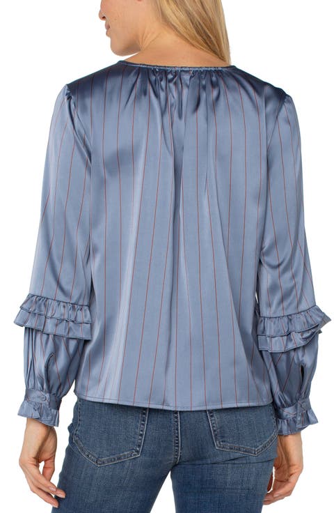 Woven blouse/ chambray with rust stripe
