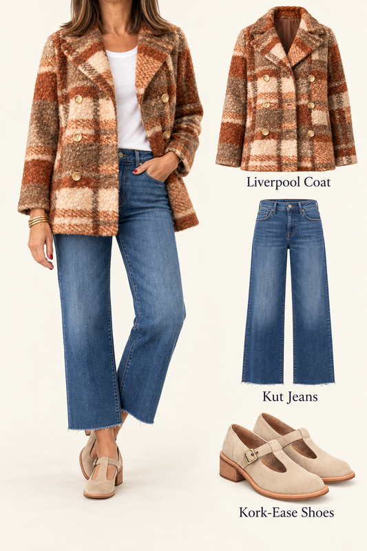 Double Breasted Peacoat / Nutmeg Multi