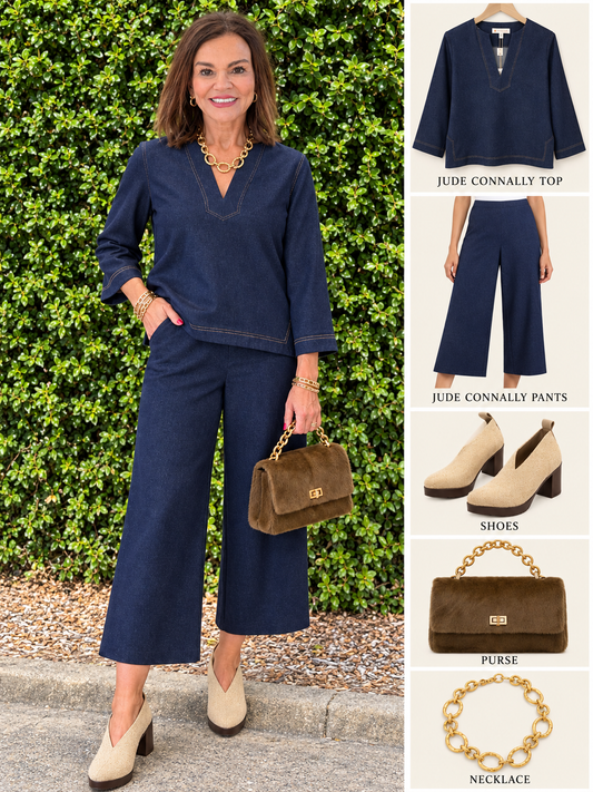 Sybil Denim Top / Navy Saddle