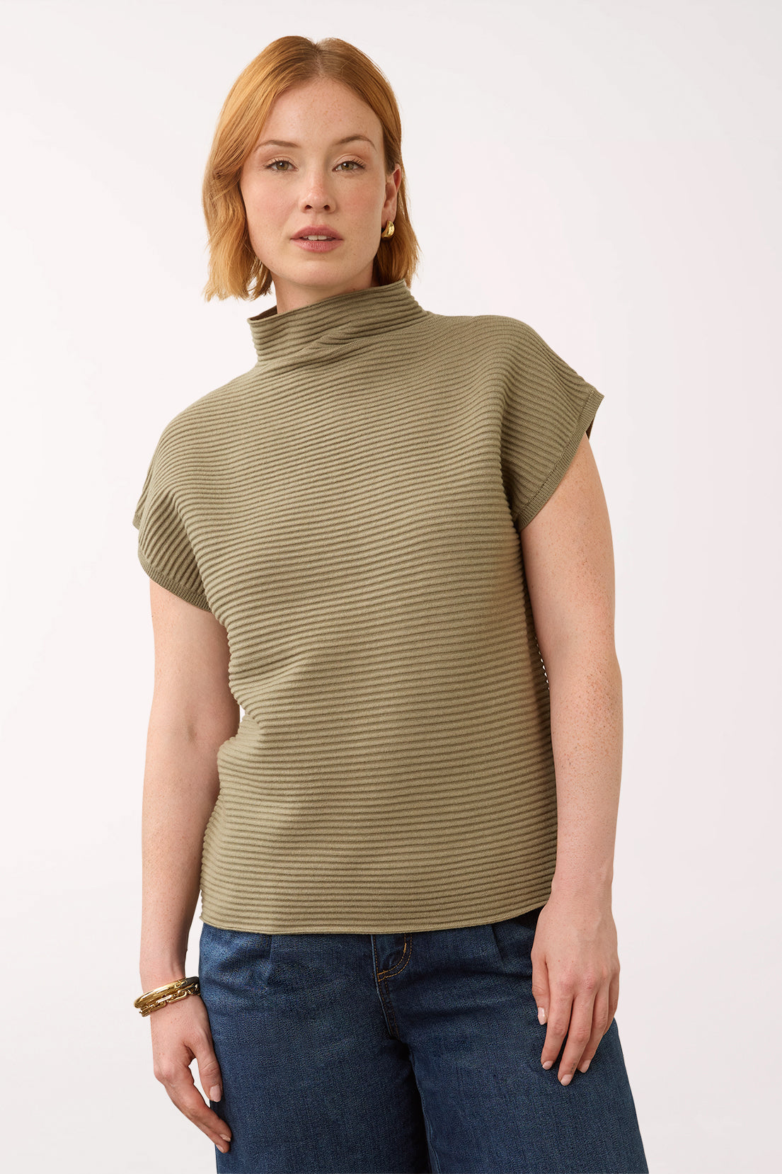 Ottoman cap sleeve sweater