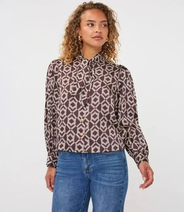 Brown & Cream Blouse