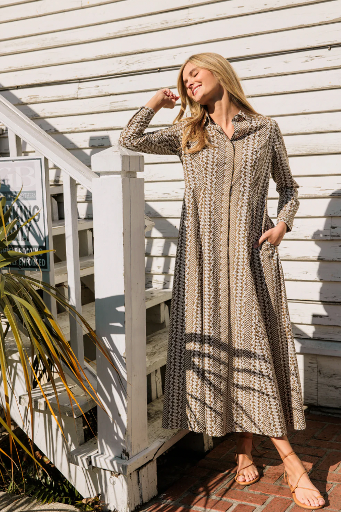 Classic Shirt Dress/ Driftwood