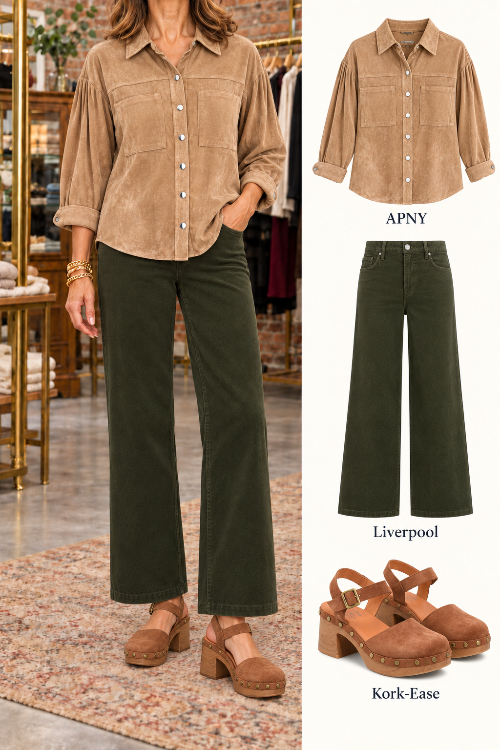 Meg High Rise Fab Ab Wide Leg Raw Hem - Tuscan Olive