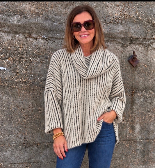 Stripe cowl neck Sweater
