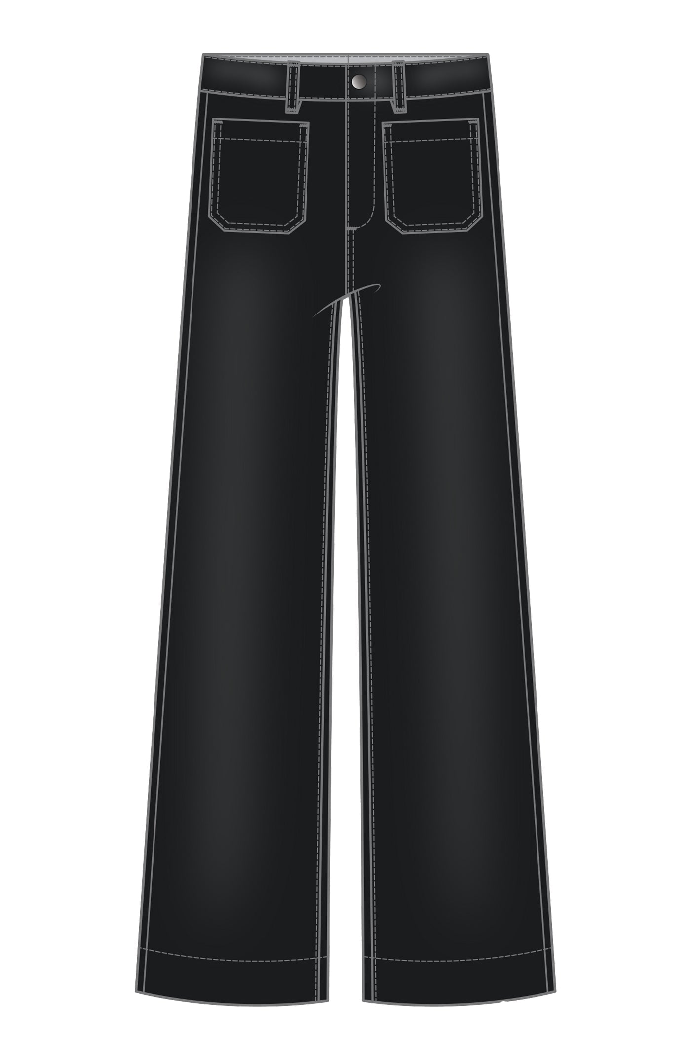Crop wide leg with patch pocket/ black coated