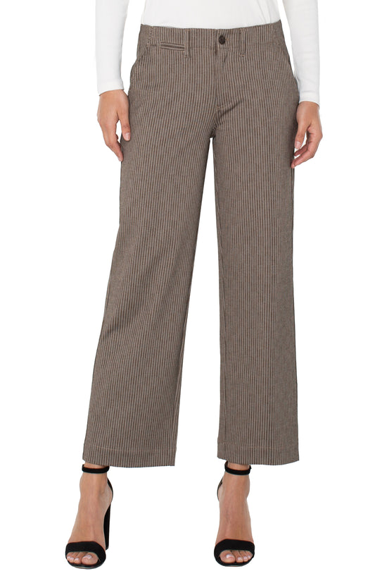 Wide Leg Crop/ camel sand stripe