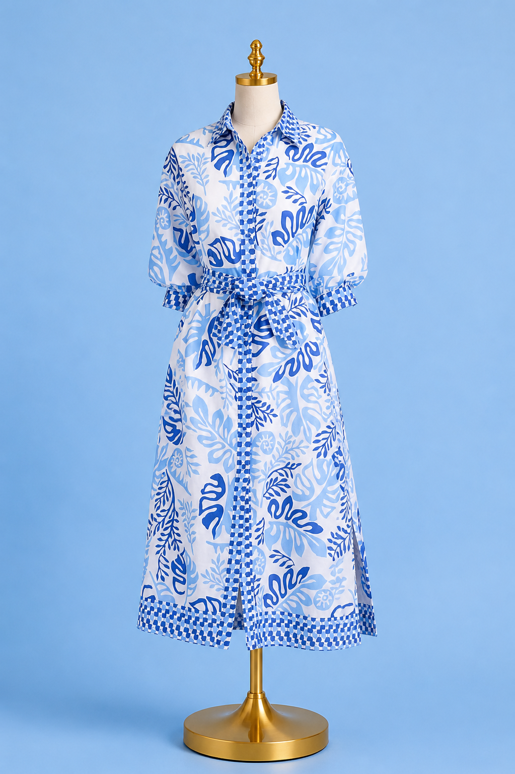 Maxi Shirt Dress / Lagoon Leaf