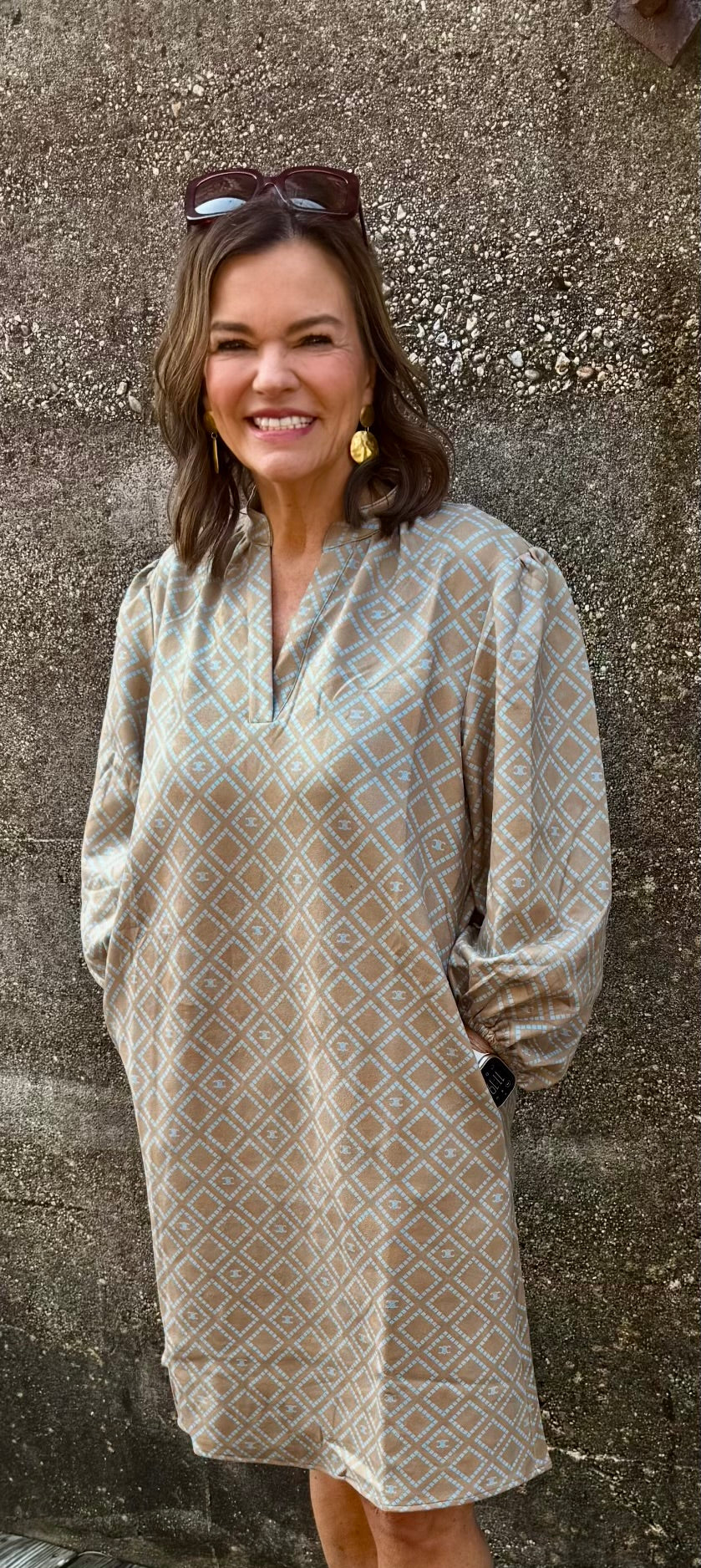 Dress teal and brown