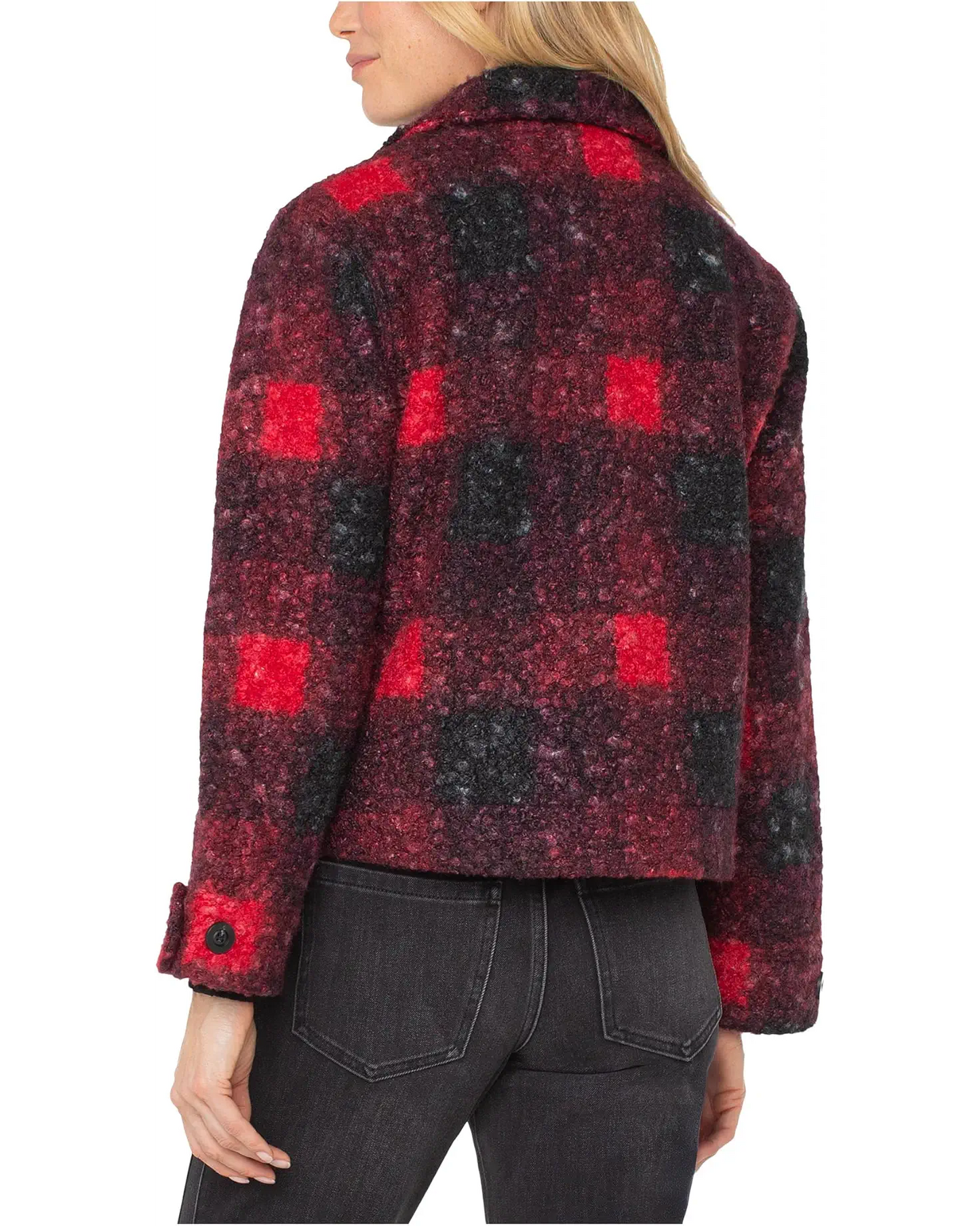 Casual jacket / red black Buffalo check Sherpa