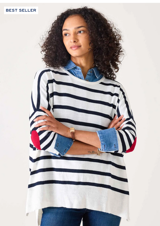 Amour Sweater with ❤️ patch/ striped navy