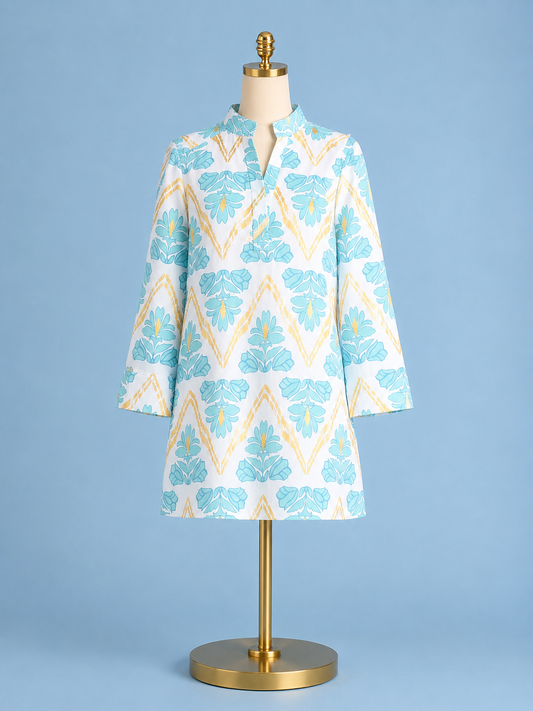 Helen Dress / Gilded Flora Light Aqua