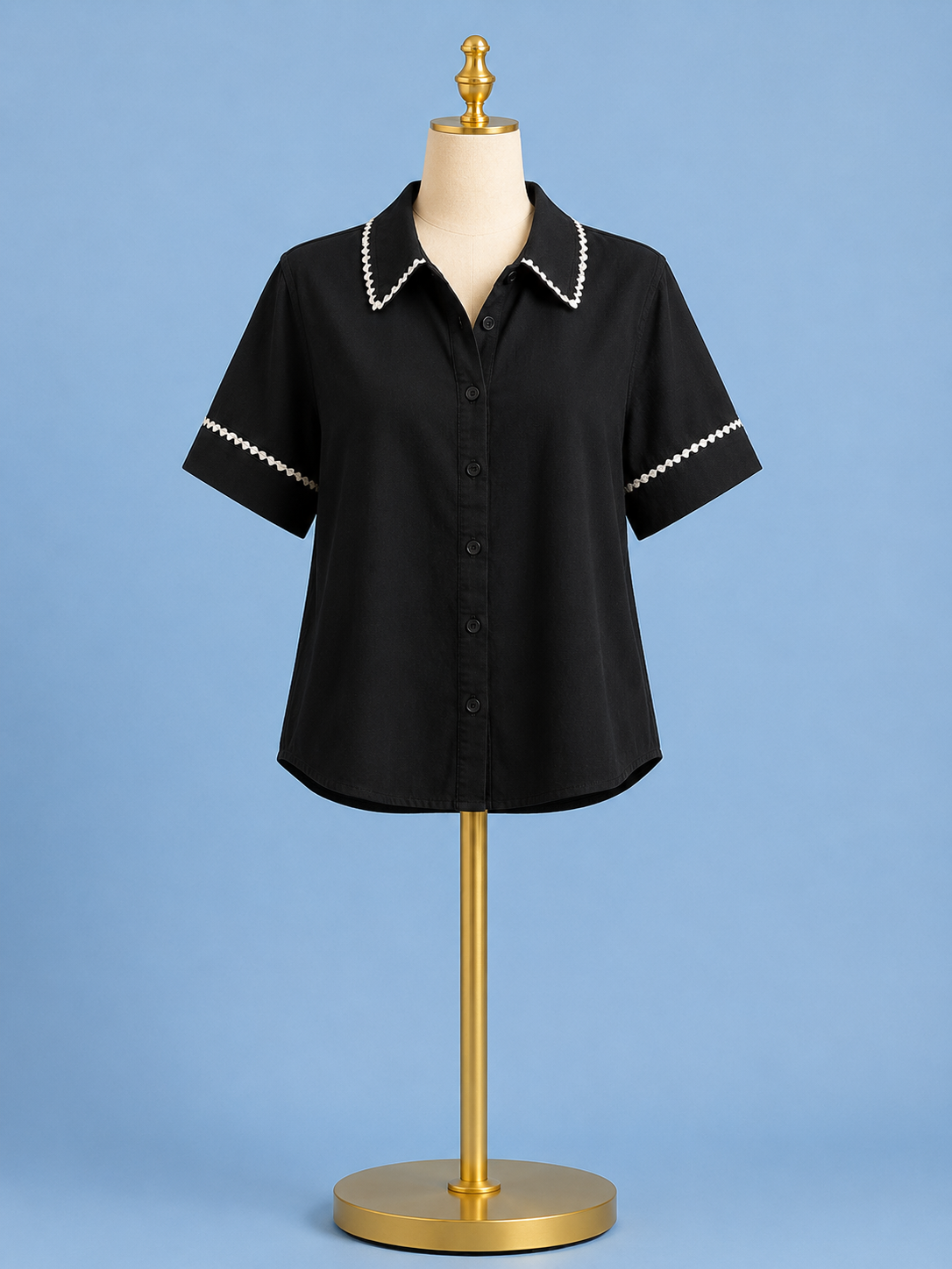 Marisol linen blend top / black white