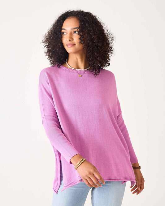 Catalina Cotton Crewneck Sweater/ Razzle Pink