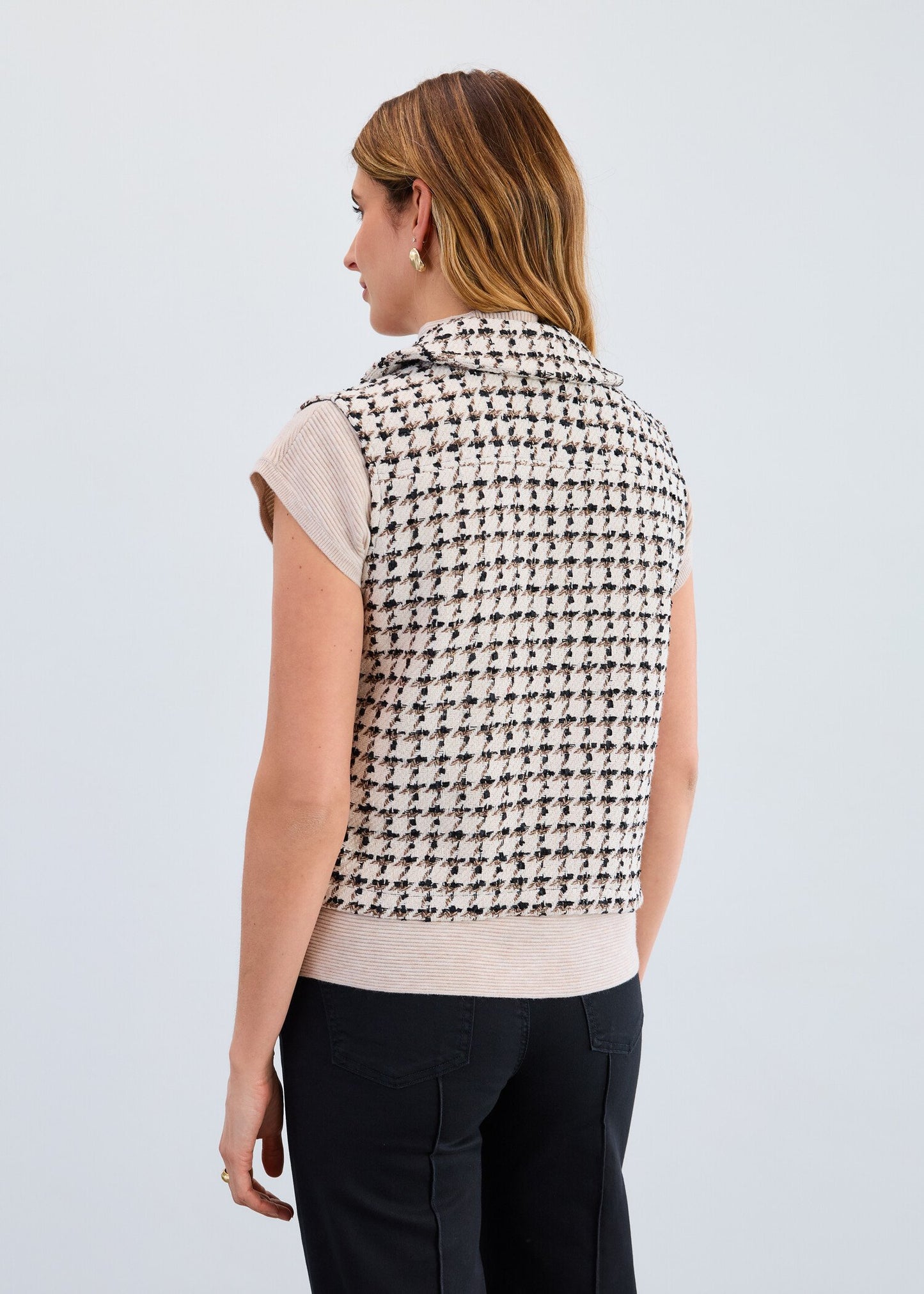 Tweed Vest/ ivory black