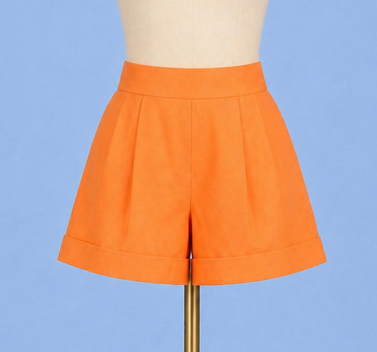 Orange front pleated short