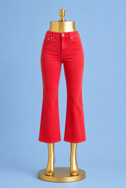 Hannah Crop Flare/ cherry rose