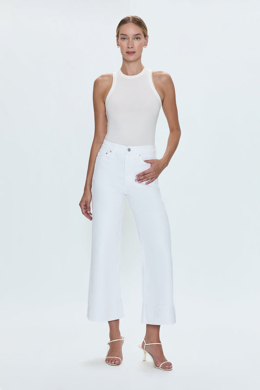 LANA CROP W/ CUFF HIGH RISE ULTRA WIDE LEG- VIVID WHITE