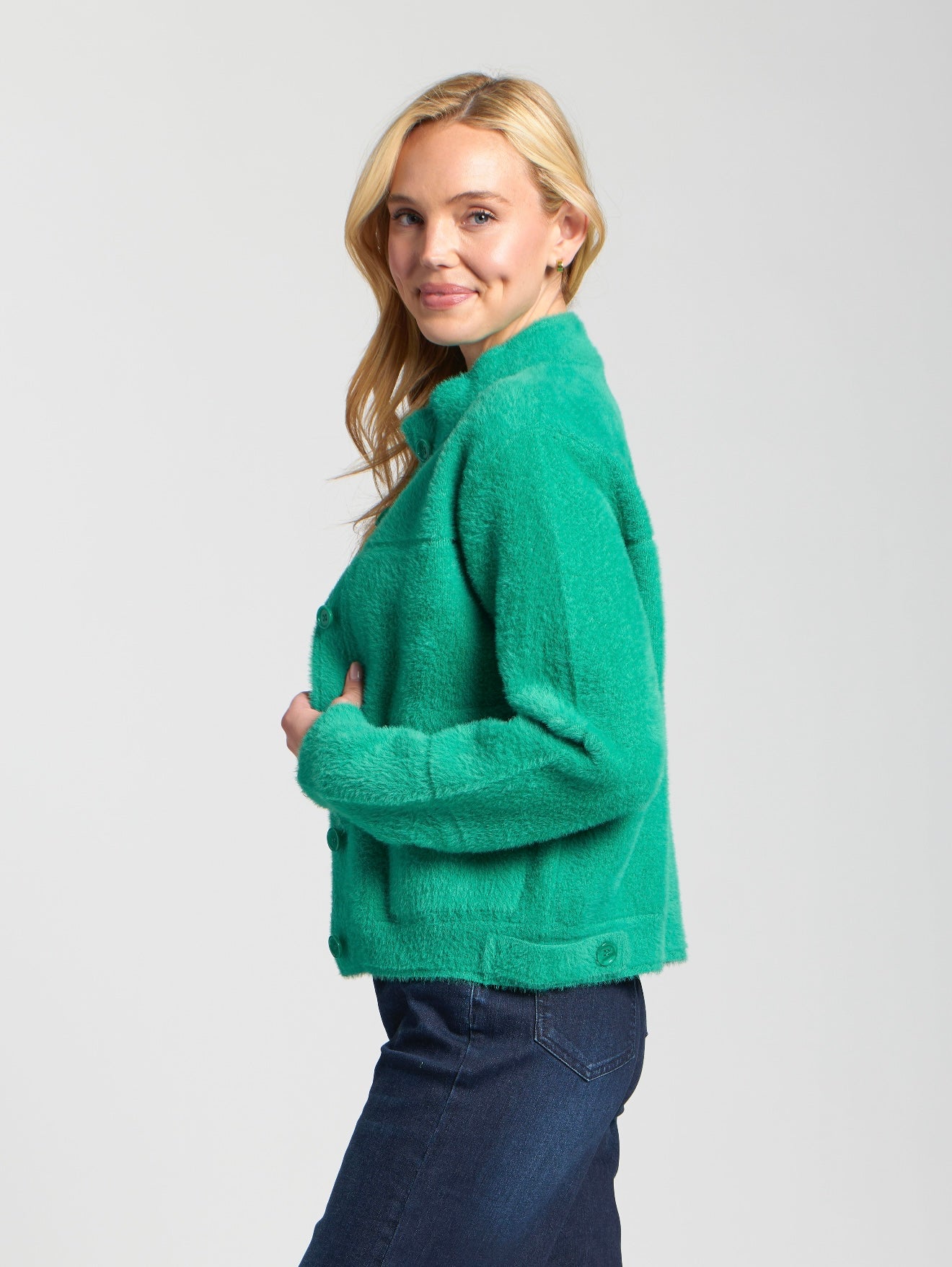 Cozy Patch Pocket Cardigan / Emerald
