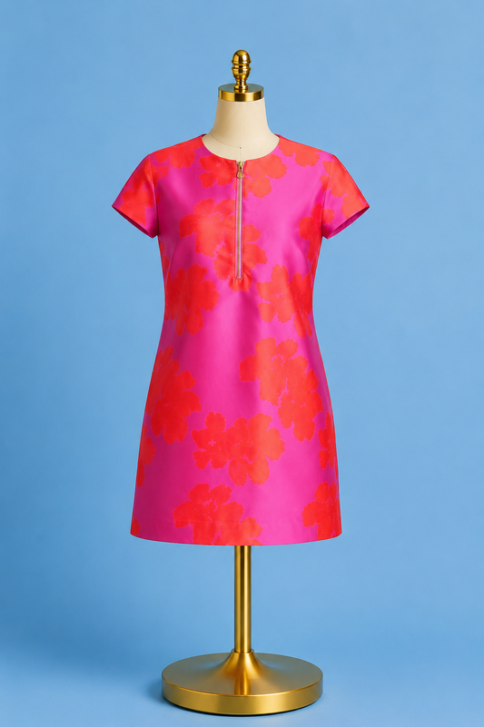 Shift dress / hibiscus brocade