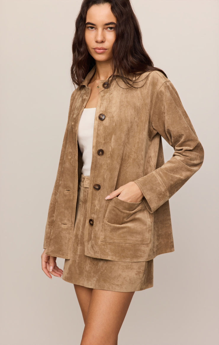 Decker Suede Chore Coat Light Sand