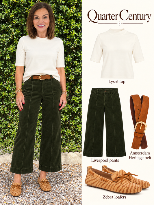 Wide Leg Crop Corduroy Pants/ Hunter Green