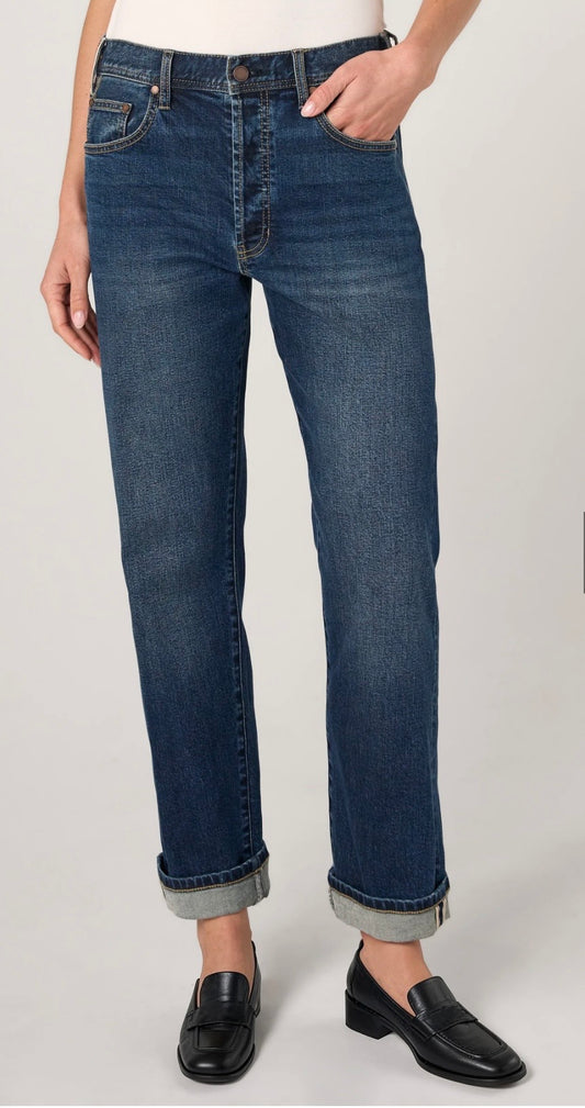Sloane Slouchy Girlfriend Cuffed jeans/ comet blue