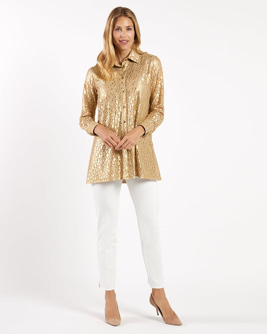 Mitzi Lace top/ gold cheetah
