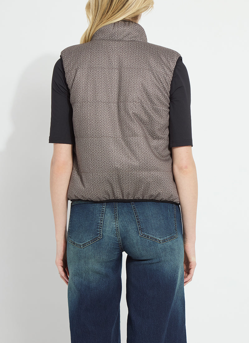 ROWYN REVERSIBLE SLEEVELESS PUFFER VEST/ donegal tweed