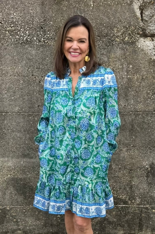 Flounce Dress/ Bluebell bloom
